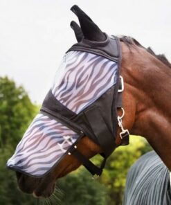 flughuva för häst med nosdel.