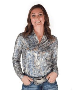 Show-skjorta silverleopard