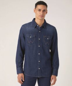 Wrangler jeansskjorta mörkblå