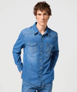 Wrangler jeansskjorta blå