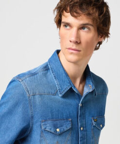 Wrangler jeansskjorta blå