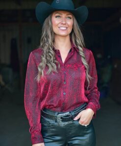 Rödskimrande showskjorta från Cowgirl Tuff