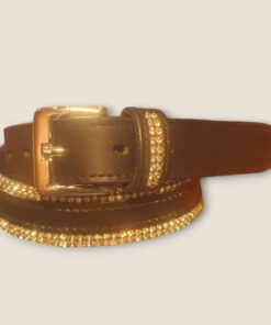 Svart läderbälte med strass, Lauria Garrelli