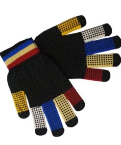 stickad fingervante med gumminoppor