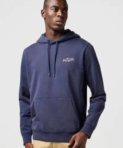 Marinblå hoodie med tryck från Wrangler