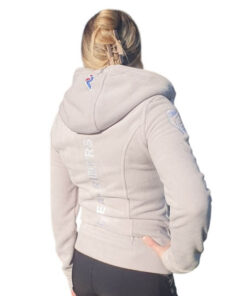 Ljusgrå fleecehoodie med dragkedja fram från Nice Horsefashion