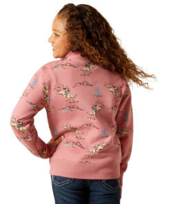 Gammelrosa sweatshirt med cowboymönster från Ariat till barn.