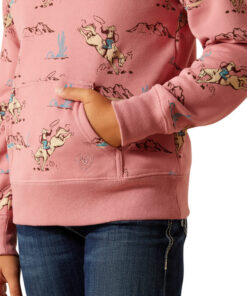 Gammelrosa sweatshirt med cowboymönster från Ariat till barn.