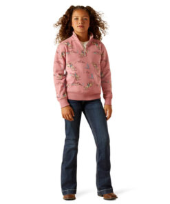 Gammelrosa sweatshirt med cowboymönster från Ariat till barn.