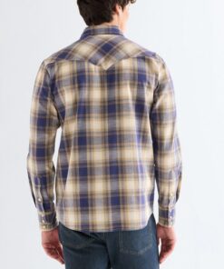 Wrangler Regular Indigo Shirt i klassiskt rutig westernstil.
